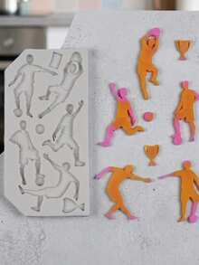 SikeSike 1pc Football Sports Silicone Mold, Chocolate Mold, Suitable For Cake Decoration, Chocolate, Pudding, Candy Silicone Mold - Multicolor - View 10