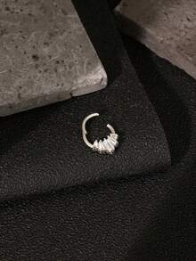 1 chiếc khuyên mũi/khuyên tai daith/khuyên tai helix/khuyên tai tragus/khuyên tai sụn/khuyên tai vòng bằng thép titan cấp độ cấy ghép 16G, năm viên đá zirconia hình lăng trụ/Quà tặng cho nữ - Nhiều màu - Xem 6