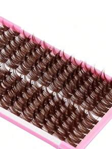 Sulv 144PCS Lash Clusters Wispy Lashes D Curl 14-16-18-20mm Mixed Dark Brown Foss, False Eyelashes Hoop for Self-A-Home - Xem 4