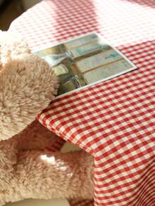 1pc Red Plaid Tablecloth, Classic Retro Holiday Atmosphere Photography Backdrop, Suitable For Holiday Decor And Home Use - Multicolor - View 6