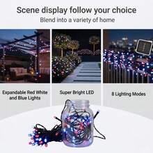 1件裝 太陽能 LED 串燈 22.97ft/39.37ft/78.74ft 8種模式 暖白色/白色/多色 適用於花園/庭院/樹木/節日/派對/室內裝飾 - 燈串 - 查看 4