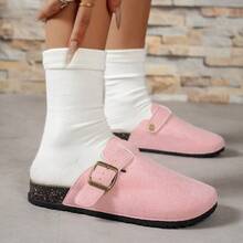 Adjustable Buckle Cherry Blossom Pink Mule Slippers - Pink - View 8