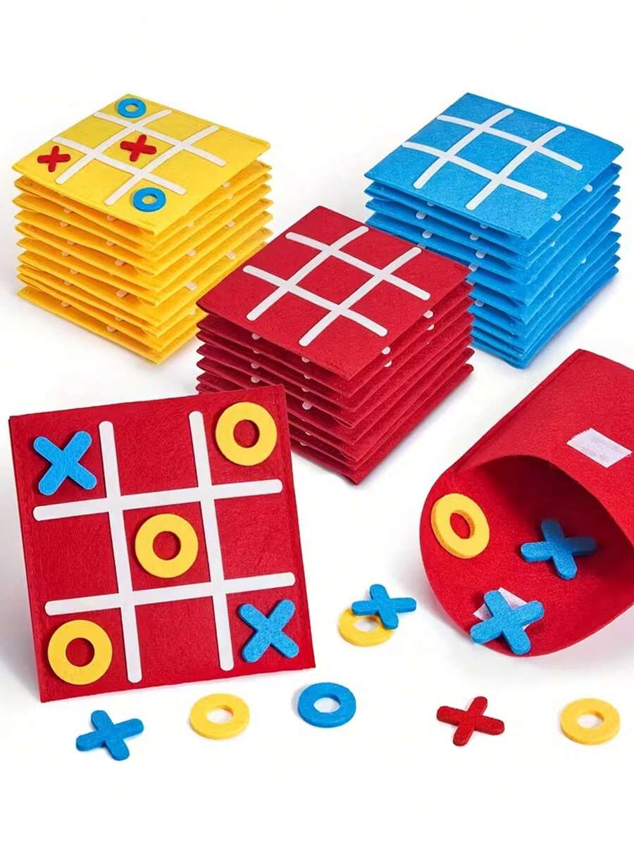 4个迷你井字棋游戏板,多种颜色可选,包括黄色、绿色、红色和蓝色,适合家庭生日派对、居家游戏、室内游戏之夜、节日派对、礼品赠送。 - 均碼 - 查看 1