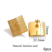 6 件 304 不锈钢镀 18K 金耳环，方形耳环底座钩，DIY 首饰配件制作 - 耳環 - 查看 8