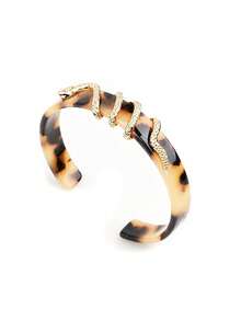 sehuoran 1pc Creative Leopard Print Resin Snake Skin Wave Design Cuff Bracelet, Retro Punk Style Unique Accessory For Women - BR0060 - View 1