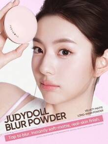 JUDYDOLL Velvety Matte Long-Wear Powder, Pengontrol Minyak, Pengatur Riasan, Penutup Noda, Bedak Tabur Matte, Alat Ajaib untuk Pengaplikasian Makeup Cepat - 02 Merah Muda - View 2