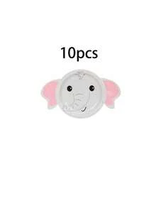 10入/60入叢林野生動物造型紙盤，可愛動物園主題晚餐盤，長頸鹿、老虎、猴子、大象與斑馬圖案，7吋至9吋多尺寸，適合生日、嬰兒派對、野生主題派對、節日活動用品 - 多色 - 查看 8