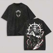 Camiseta Unisex Lavada con Estampado de  de  21 - Negro - Ver 1