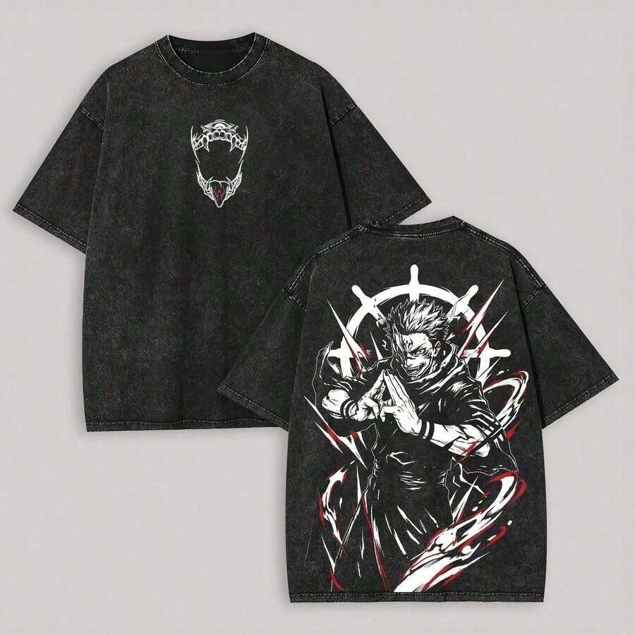 Camiseta Unisex Lavada con Estampado de de 21 - Negro - Ver 1