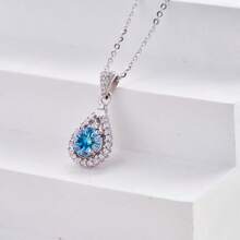 Mặt dây chuyền đá Moissanite 1 carat bằng bạc S925, kiểu dáng thanh lịch và sang trọng dành cho nữ, phù hợp đeo hàng ngày, hẹn hò và dự tiệc, kèm hộp quà tặng. - Một chiếc 1CT - Xem 3