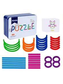 1 Set de 30 hojas con 60 patrones de juguetes de rompecabezas de caja de hierro para niños, niños/niñas, juguetes educativos de madera para la primera infancia, rompecabezas de palitos creativos, regalo para jardín de infantes y bebés, adecuado para niños de 3 a 12 años para desarrollar el pensamiento lógico y la habilidad manual'} {'translate_es':'1 Set de juguetes de cuentas y clips de números y colores para aritmética para niños - Multicolor - Ver 3