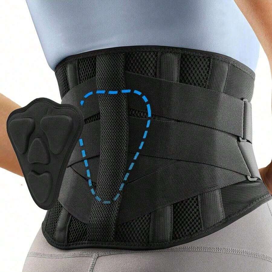 Back Brace For Lower Back , Breathable Back Support Brace With 3D Lumbar Support Pad For Men Women Home & Lifting At Work - Black - View 1