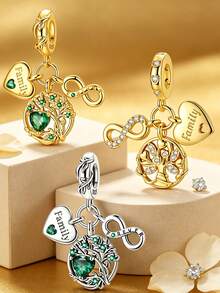 Silver Plated Charm Life Tree Wireless Home Charm Pendant Ball Suitable For Bracelets DIY Women's Jewelry - Gold - View 11