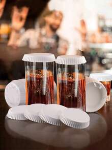 50/100/200pcs Disposable Paper Cup Lids, Reusable Coffee Cup Covers, Water Cup Lids, Dust-Proof Covers, Suitable For Wedding/Party/Kitchen/Hotel Bar - Multicolor - View 5
