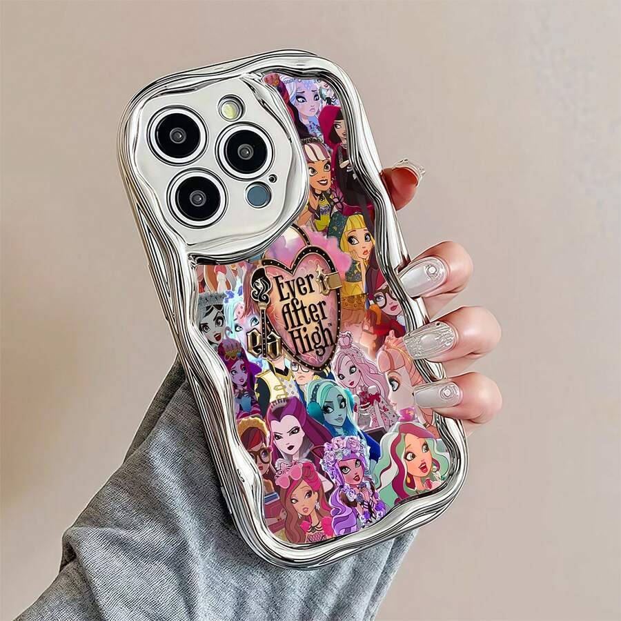 Papel tapiz con collage colorido de personajes de Ever After Highfunda de teléfono Fundas compatibles con ,Apple,VIVO,OPPO,,, y Honor.Fabricadas en silicona TPU,ofrecen protección contra golpes y caídas. - Plateado - Ver 1