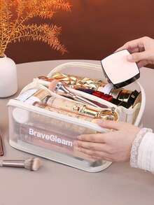 Túi đựng mỹ phẩm lưới trong suốt, túi đựng đồ vệ sinh cá nhân cầm tay thanh lịch, túi đựng đồ trang điểm dung tích lớn, túi đựng đồ vệ sinh cá nhân miệng rộng, quà tặng ngày lễ - Nhiều màu - Xem 3