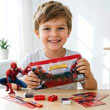 Bộ văn phòng phẩm chủ đề Người Nhện siêu anh hùng MARVEL dành cho trẻ em, bao gồm hộp bút trong suốt, thước kẻ, tẩy, gọt bút chì, sổ tay và bút chì, món quà lý tưởng cho học sinh. - Nhiều màu - Xem 2