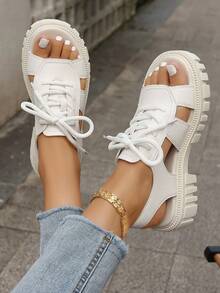 Giày sandal nữ mới giản dị, thanh lịch và thời trang theo phong cách đại học dành cho học sinh tuổi teen ngày lễ tình nhân - trắng - Xem 12