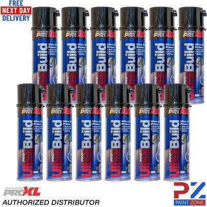 12X PROXL Pro Ultra Build High Build Primer Aerosol 500ml BLACK