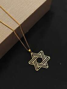 1 chiếc dây chuyền mặt hình ngôi sao sáu cánh rỗng mạ vàng 18K bằng thép không gỉ, phong cách tối giản, sang trọng, đậm chất hip-hop, trang sức Magen David. - Nhiều màu - Xem 7