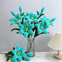 2/4/6/8支人造百合花，仿真百合花束，适用于家居插花、香氛花束、花店用品、INS风格装饰、自然花束、家居装饰、桌面装饰、婚礼中心摆件、春夏派对及节日装饰（母亲节、复活节、感恩节） - 彩色 - 查看 3