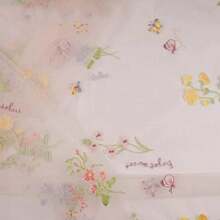 Designer Spring/Summer DIY Fabric: Modern Botanical Pattern Dense Mesh Multicolor Embroidered Fabric - Multicolor - View 13