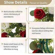 de flores artificiales de rosas de 23/33cm, flores falsas de seda con hojas de eucalipto para decoración de boda en el hogar, accesorios de regalos DVEO - Champán - Ver 6