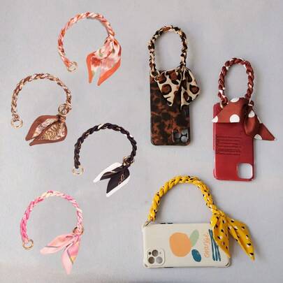 1pc Scarf Braided Bag Strap Extender, Cute Scarf Phone Lanyard, 9.84in Extended Shoulder Strap, Versatile Bag Charm With Bow Decor, Suitable For Bag Accessories And Phone Straps