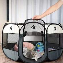 Thickened And Reinforced Octagonal Pet Cage, Removable, Washable, Waterproof And Durable, Safety Gate For Cats, Dogs, Puppies And Kittens, Foldable And Portable, Saving Space, A Must-Have For Pet Owners To Raise Their Pets With Peace Of Mind. - Off White - View 5