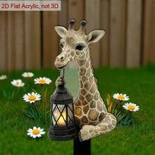 1pc 2D Acrylic Garden Decor Stake, With Pointed Base Giraffe Shaped Design, Lantern Decor, Ideal For Lawn & Yard Beautification, Perfect For Plant Lovers & Outdoor Decor, 2D Flat Design - Multiple Styles - View 7