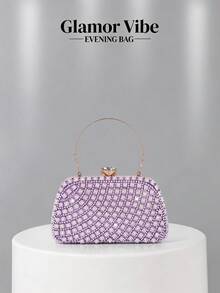 Túi xách dạ hội đính pha lê tím Glamor Vibe, kiểu dáng cổ điển với khung kim loại cứng cáp, dây đeo và quai xách có thể tháo rời, hộp quà sang trọng lấp lánh, thích hợp cho đám cưới, cô dâu, dạ hội, tiệc tùng, các dịp trang trọng và đêm hè trên bãi biển. - Màu tím hoa cà - Xem 10