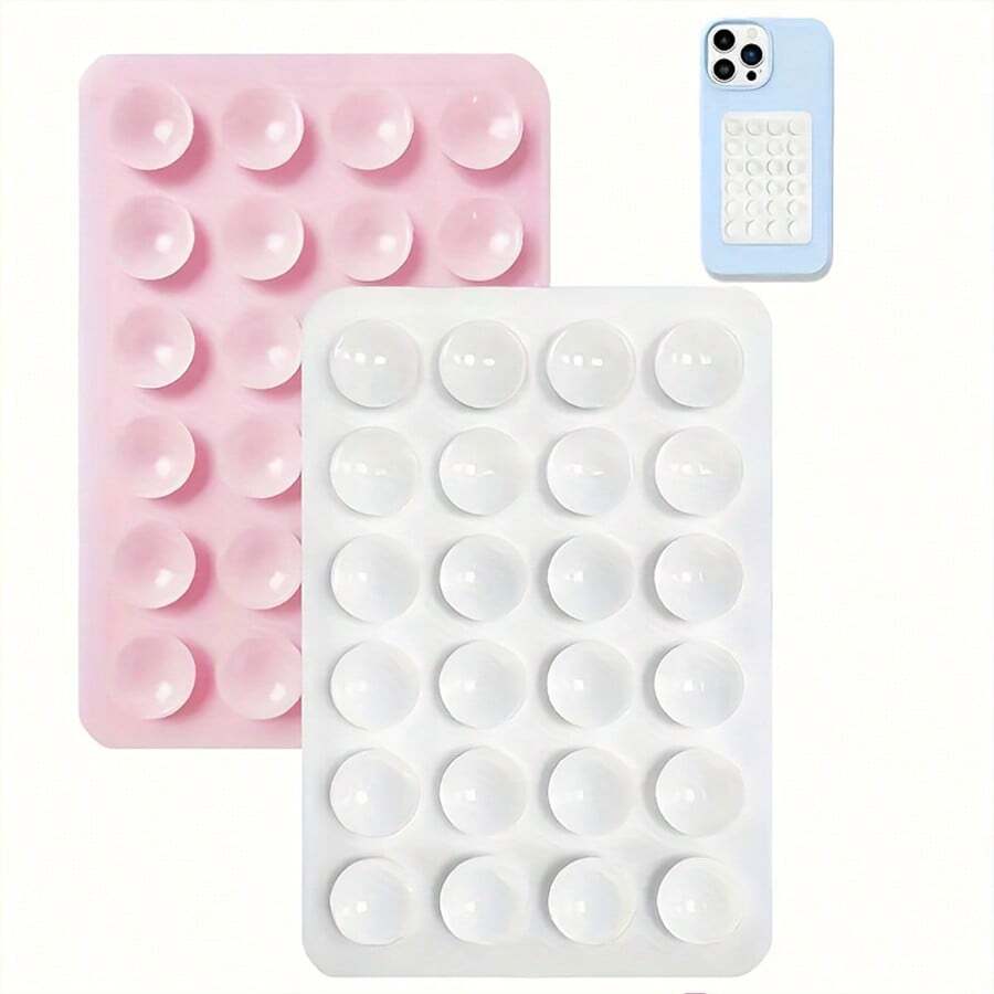 2Pcs Portable Movable Phone Holder, Universal Square Phone Suction Cup With Super Strong Silicone Non-Slip, Finger Grip For Selfie Video, Multi-Functional Phone Accessories Fit All Models, Birthday Gift - Multicolor - View 1