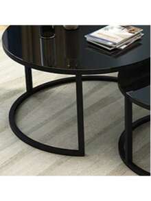Luxury Small Coffee Table, Minimalist Modern Round Side Table For Small Living Room, Decor - Black - View 4