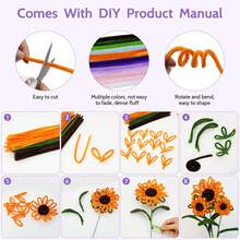 800pcs Handmade Pipe Cleaning Rod Set, Pipe Cleaning Rod With Handle Flower Making Tools, 13 Colors Felt Tubes, With Instructions, Arts And Crafts - Multicolor - View 10