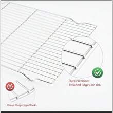 Estante de refrigeración y estante para hornear con acero inoxidable paquete de 2 estantes de alambre de alta resistencia de 10 x 15 pulgadas para bandeja de hornear estantes de - Plateado - Ver 5