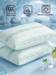 1/2pcs Sage Green Tie-Dye Texture Pattern Digital Printed Pattern Cooling Textured Pillowcase Set - Includes 1 Or 2 Pillowcases (No Insert), Reversible, Cute Fresh Cottage Style, Lightweight & Breathable, Machine Washable,CoolingPillowcase ,CottageStyle ,BreathableBedding - Multicolor - View 4