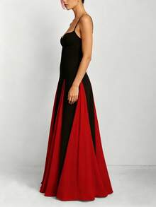 2026 Spring New Women's Clothing, Cross-Border European And American Dress, Sexy Waist-Cinching Pleated Solid Color Large Hem Strap Dress - 28457-紅色 - 查看 7