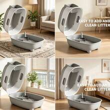 Large Cat Litter Box Enclosed Style – Foldable Front Entry Easy Clean Design - 56*40*40cm - View 4