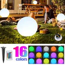 1pc 15cm RGB Remote Control LED Globe Light, Waterproof Outdoor Garden Lawn Ground Lamp, Reusable For Pool, Wedding, Party, Holiday, Home Decor - Style a - View 9