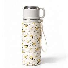 1 Stück 600ml isolierter Becher mit Blumen-Schleife, vakuumisolierter Becher mit Griff und Trageband, Edelstahl-Innenfutter, Kalt- & Heißgetränke Reisebecher, tragbarer Wasserbecher für Frauen, perfektes Urlaubsgeschenk - Weiss - Übersicht 13