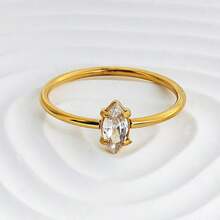 Nhẫn mạ vàng đính đá mắt ngựa Zirconia chất lượng cao, không phai màu, kiểu dáng phổ biến ở châu Âu và Mỹ, trang sức cá nhân hóa thời trang bán sỉ - Nhiều màu - Xem 10