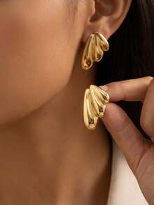 3/6 Paia di orecchini dorati assortiti, con forme geometriche asimmetriche, rettangolari e a cuore, orecchini in acciaio inossidabile alla moda e unici, adatti per uso quotidiano, vacanze, regali, accessori di gioielleria eleganti per donne e ragazze, adatti anche per matrimoni, versatili per abiti casual - Dorato - Visualizzare 2