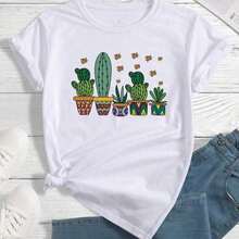 Cactus Print T-Shirt Quitie - White - View 5