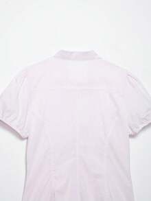 DEEKA Summer New Women's Fashion Minimalist Bowknot Decor Chiffon Blouse - Baby Pink - View 4