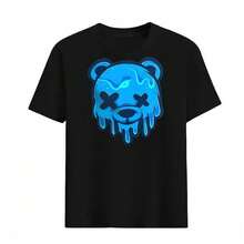 2pcs/Set Men's Printed Casual Round Neck Short Sleeve T-Shirt + Drawstring Shorts, Lightweight Breathable Printed Sportswear For Spring/Summer - Black Top - 查看 13