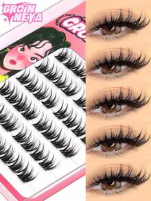 GROINNEYA 48pcs Natural Looking Eyelash Clusters C-Curl Foxy Eye DIY Lashes Anime Eyelash Extensions Fairy Eyelash Clusters Create Glamorous Look Lash Clusters Daily Portable Pack False Eyelashes Beginner Friendliness, Simple To Wear, Used For Daily Makeup - C - View 6