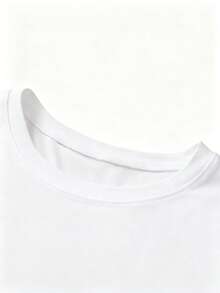 Playeras de Mujer Cuello Redondo Manga Corta, Camiseta con Estampado de Moda Actual, Tops Básicos Casuales - Blanco - Ver 3