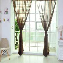 1 Uds. Cortinas de tul transparente coloridas, cortina de poliéster de Color sólido con bolsillo para dormitorio, cocina, sala de estar, habitación de niños, aula A08O - Amarillo - Ver 10