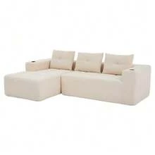 258 Cm Wide, Fully Folded L-Shaped Sofa With Three Cushions – A Classic, Minimalist And Comfortable Sofa, Perfect For Small Living Rooms And Apartments. - 米色 - 查看 12