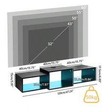 Mueble Flotante para TV 120cm con Luz LED, Diseño Moderno Minimalista - Negro - Ver 5